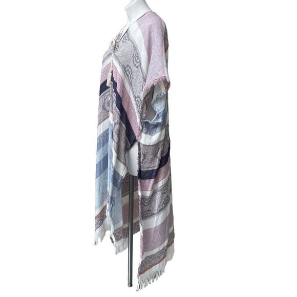 Caslon Womens Kimono Cardigan Open Front Tasseled Short Sleeve Boho One Size - Picture 8 of 16